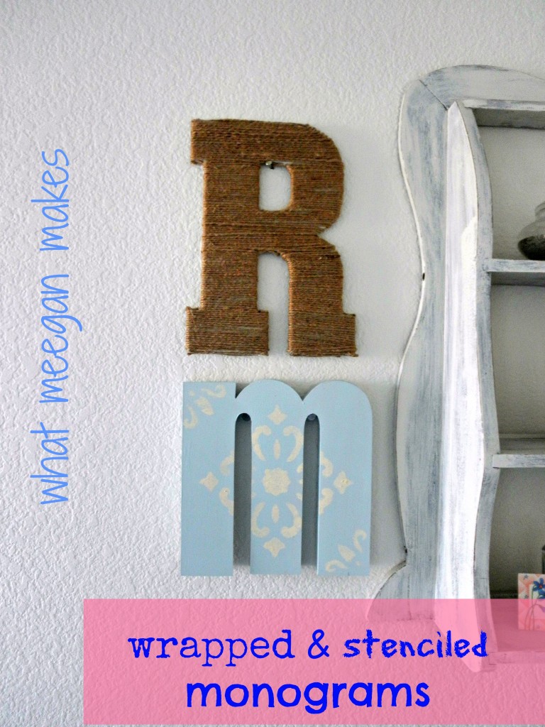 Monday Blues-Wrapped and Stenciled Monograms