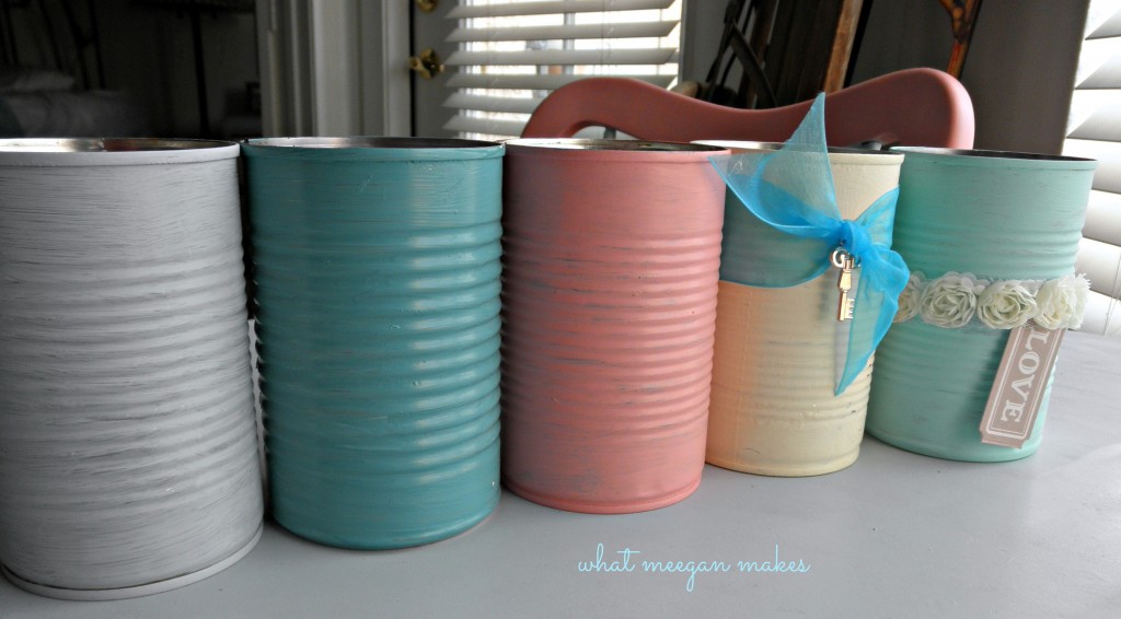 Using Scrapbook Supplies to Decorate Can Vases