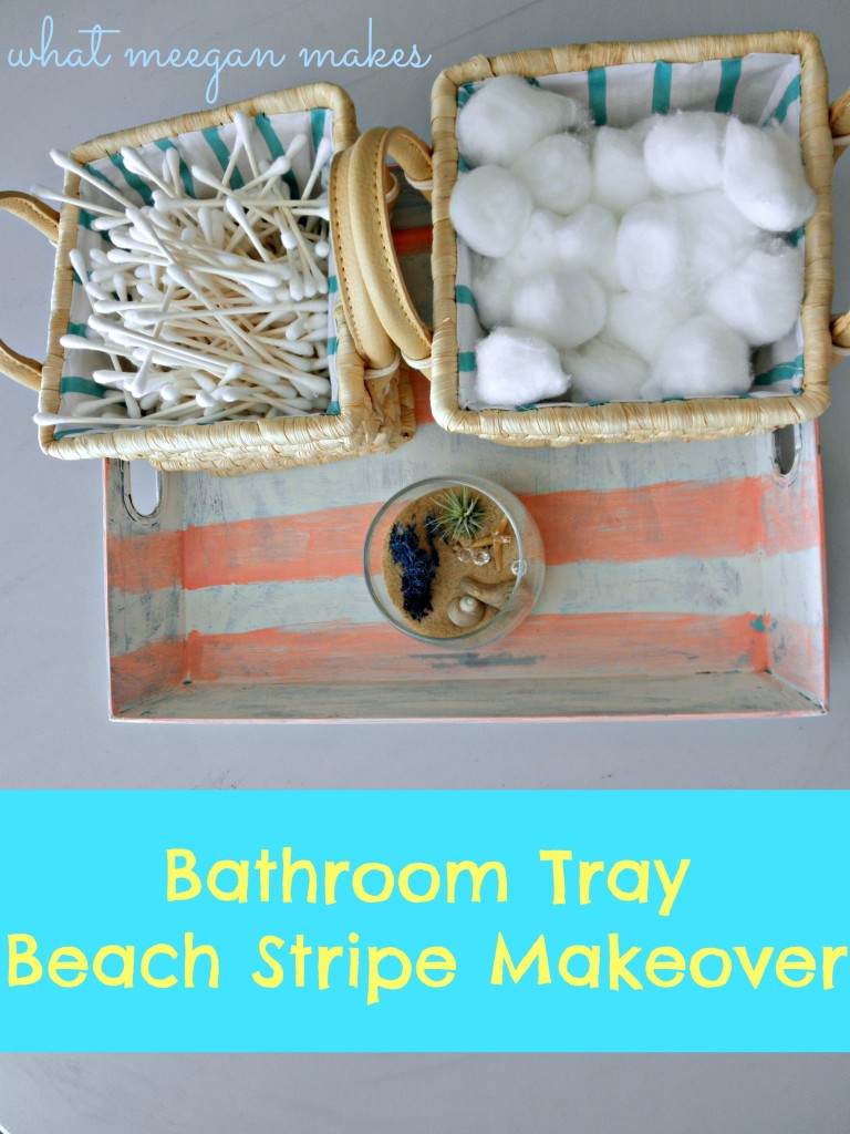 Bathroom Tray Beach Stripe Makeover