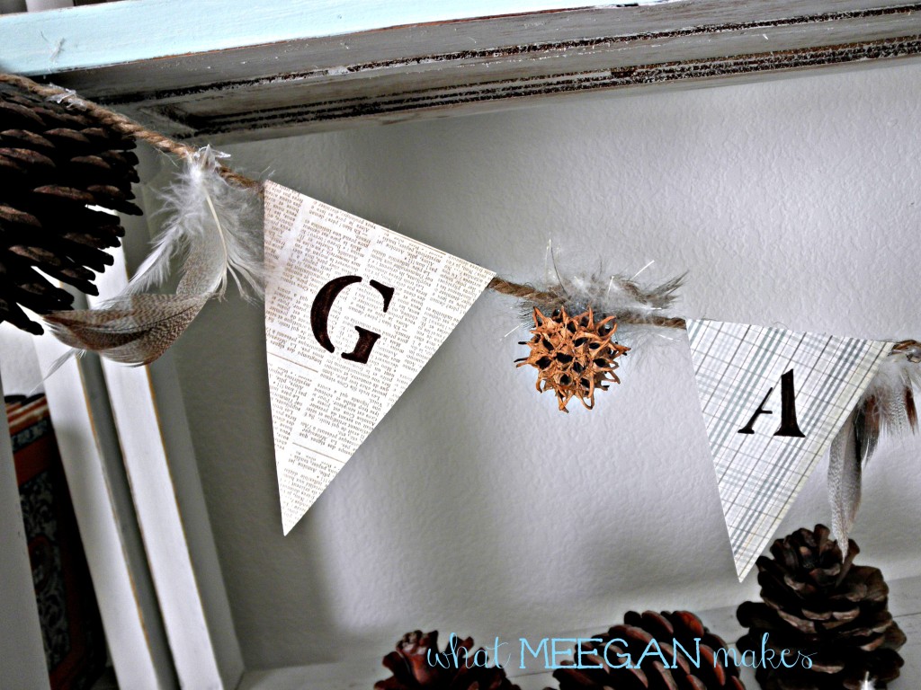 DIY Pine Cone and Feather Banner