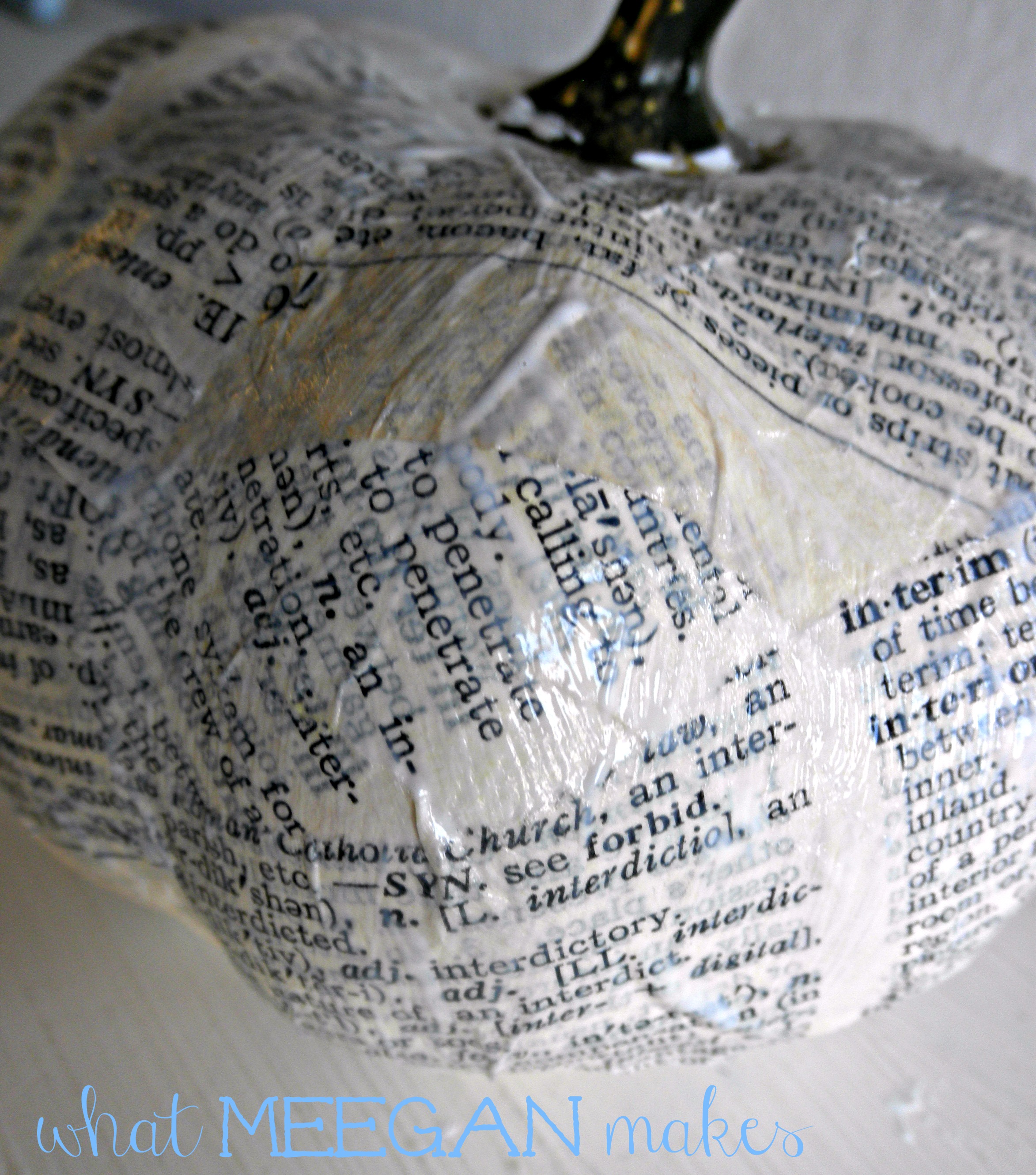 DIY Pottery Barn Knock-off Glitter Book Page Pumpkin