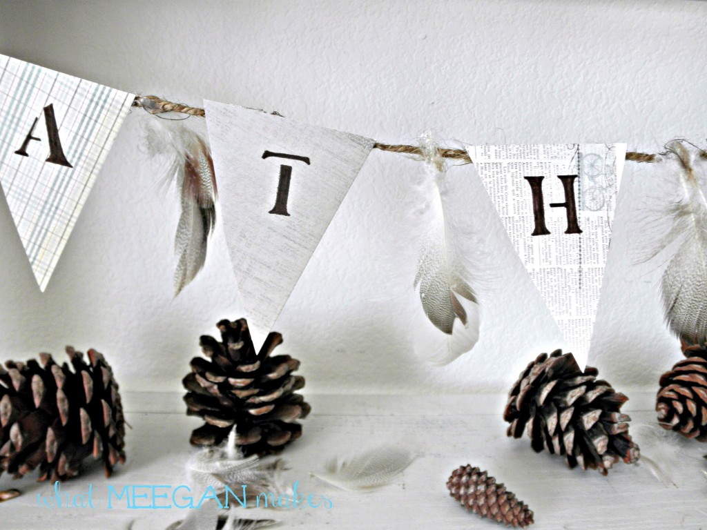 DIY Pine Cone and Feather Banner