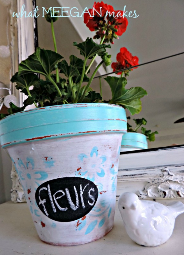 Stenciled Flower Pot