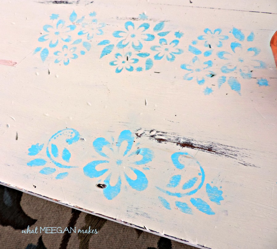 Stenciled Floral Coffee Table