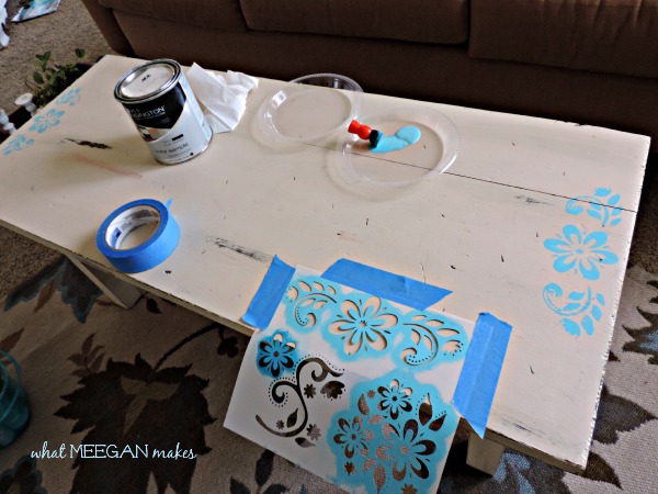 Stenciled Floral Coffee Table