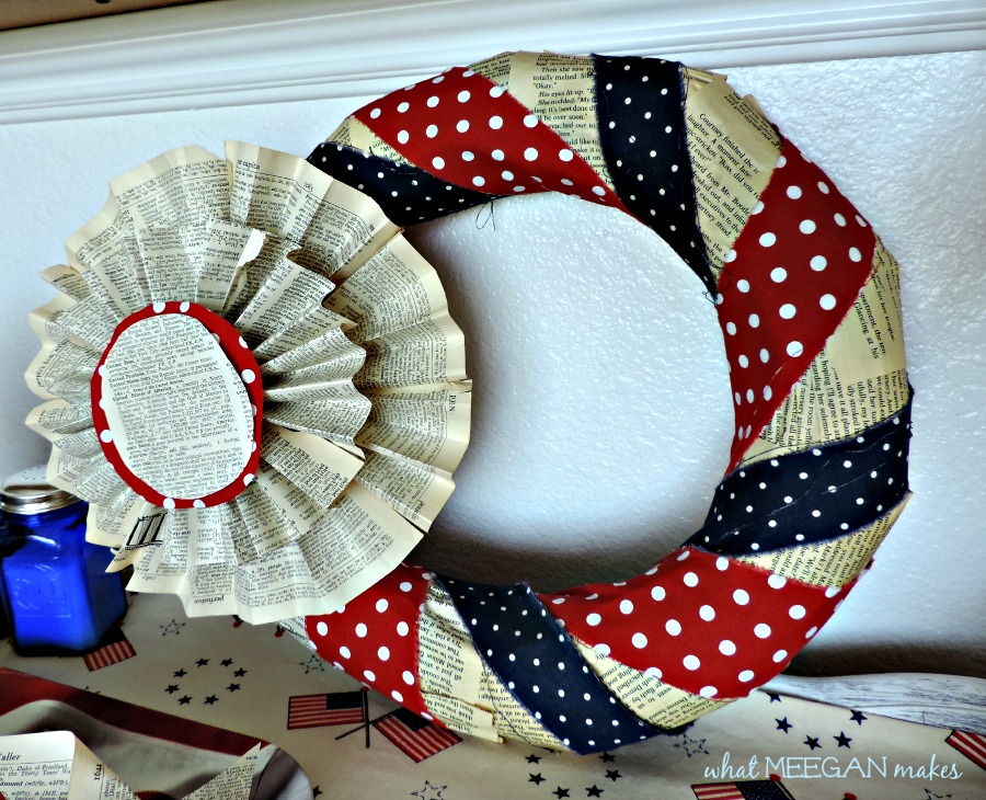 4th of July Book Page Wreath