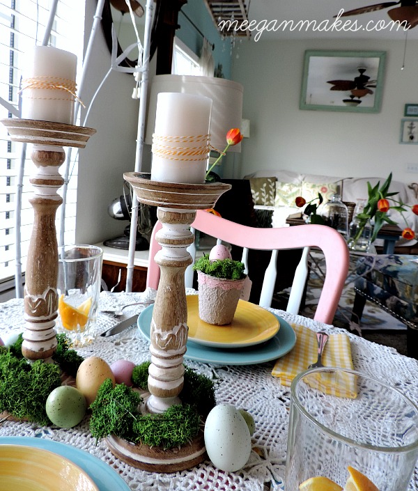 Spring Table with Candles and Moss