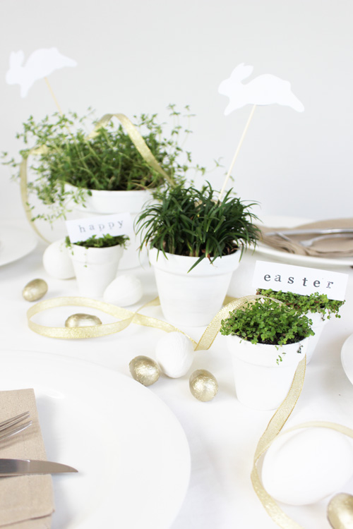 White and Gold Easter Tablescape