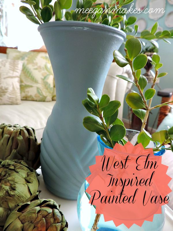 West Elm Inspired Painted Vase with Artichokes