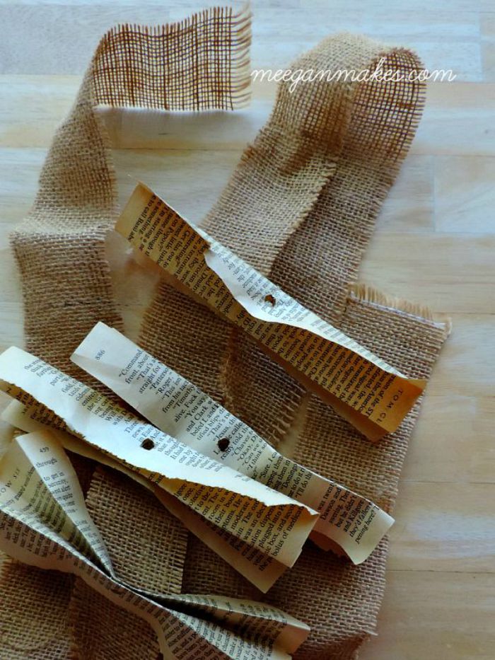 Burlap and Book Pages Garland