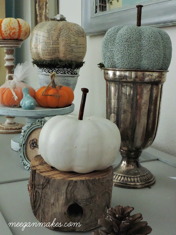 Faux Pumpkins with Rusty Nails for Stems - What Meegan Makes