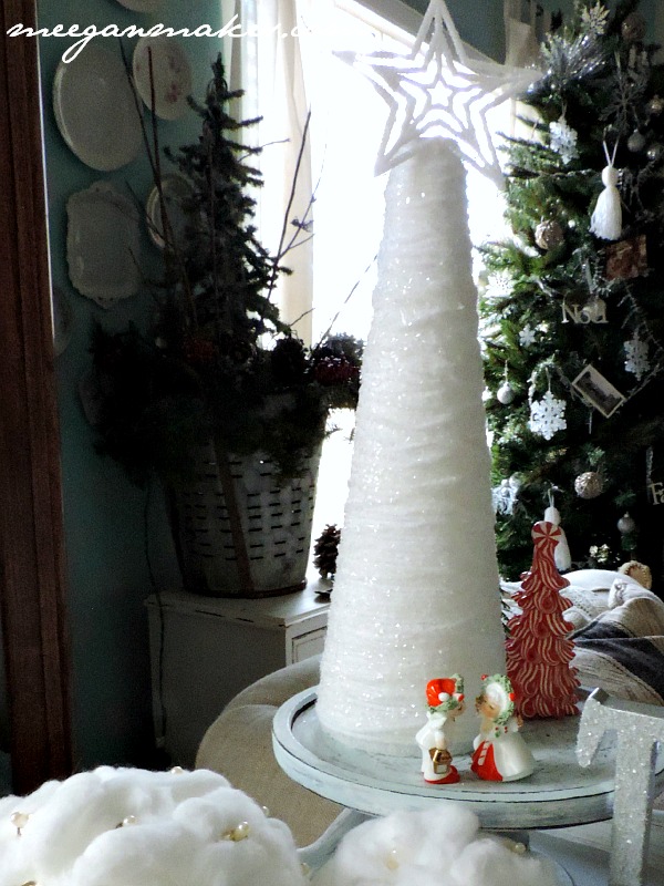 White Yarn Wrapped Christmas Tree