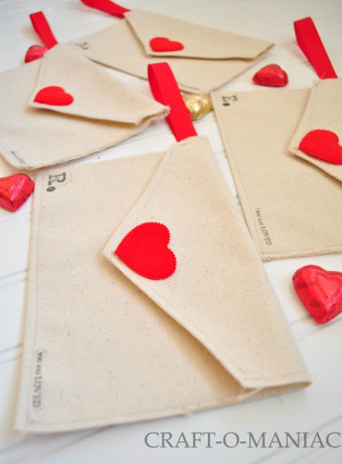 valentine fabric envelopes
