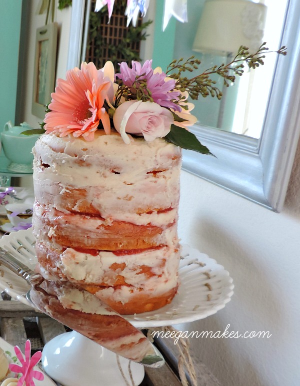 Rustic Cake with Butter Cream Frosting and Raspberry Filling