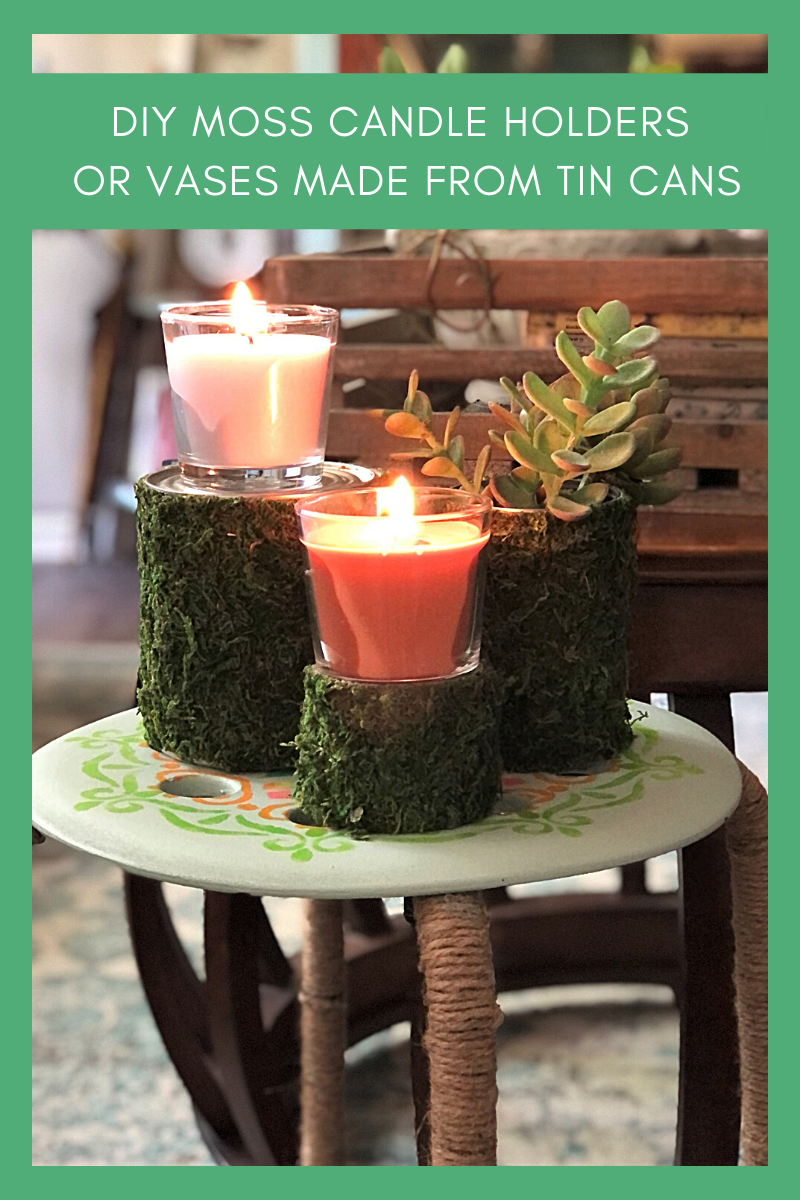 DIY Moss Candle Holders or Vases Made from Tin Cans - What Meegan Makes